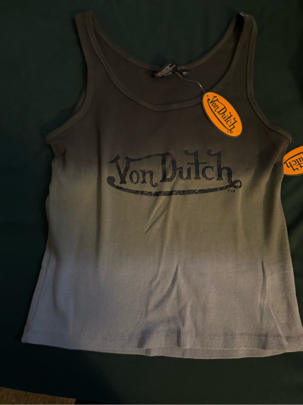 Von Dutch Green Gradient Logo Tank ** NWT